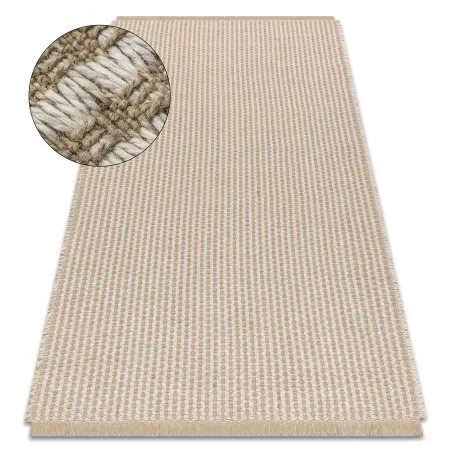 Teppich JUTE 3650 creme / beige Linien - Jute, flachgewebt, Fransen
