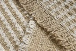 Teppich JUTE 3650 creme / beige Linien - Jute, flachgewebt, Fransen