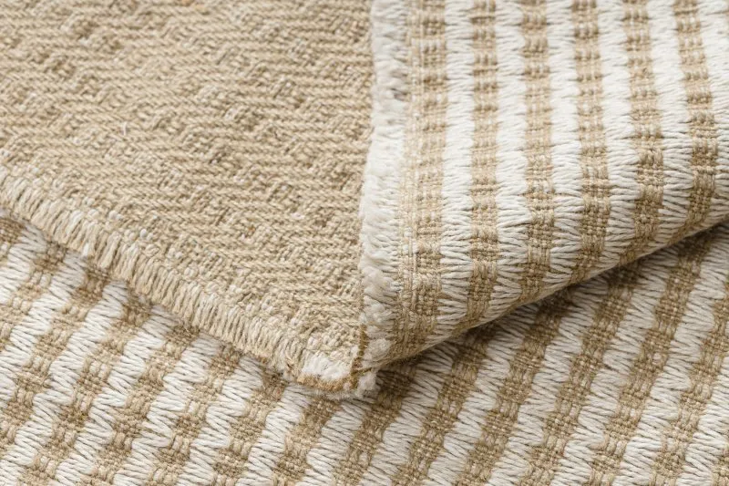 Teppich JUTE 3650 creme / beige Linien - Jute, flachgewebt, Fransen