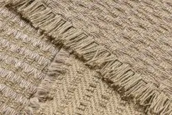 Teppich JUTE 3650 beige Linien - Jute, flachgewebt, Fransen