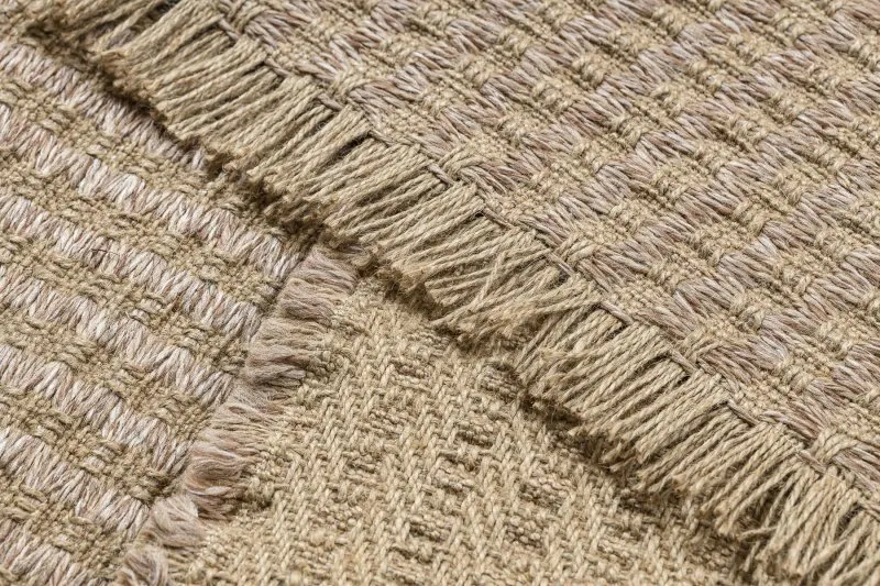 Teppich JUTE 3650 beige Linien - Jute, flachgewebt, Fransen