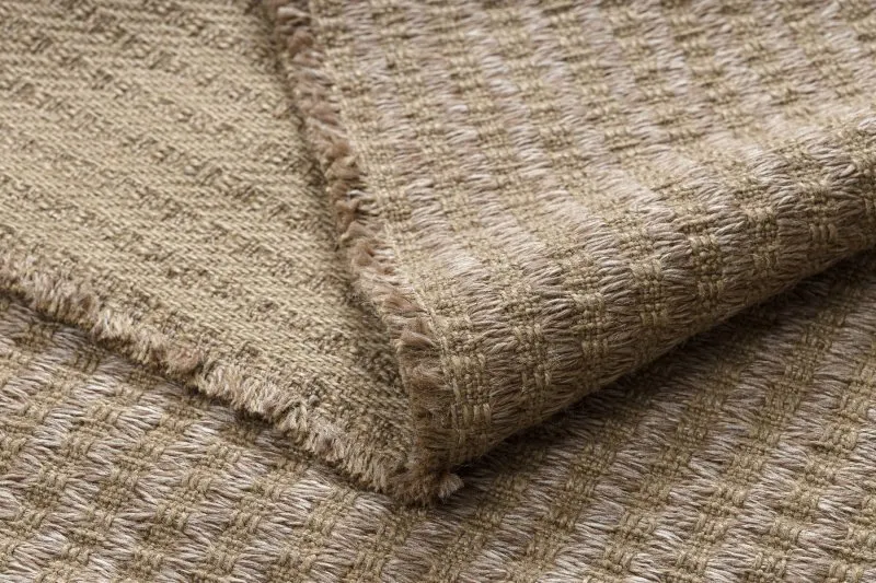 Teppich JUTE 3650 beige Linien - Jute, flachgewebt, Fransen