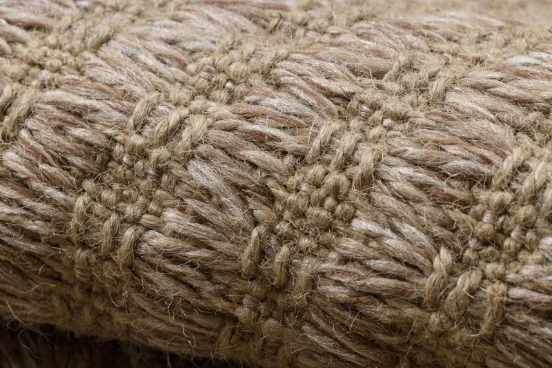 Teppich JUTE 3650 beige Linien - Jute, flachgewebt, Fransen