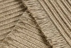 Teppich JUTE 3651 dunkelbeige einfarbig - Jute, flachgewebt, Fransen