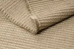 Teppich JUTE 3651 dunkelbeige einfarbig - Jute, flachgewebt, Fransen