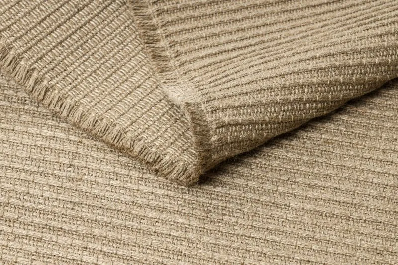 Teppich JUTE 3651 dunkelbeige einfarbig - Jute, flachgewebt, Fransen