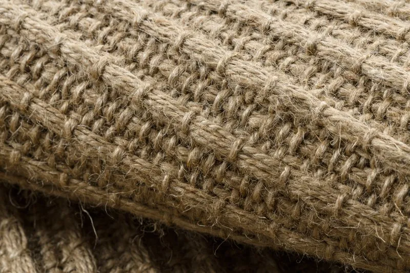 Teppich JUTE 3651 dunkelbeige einfarbig - Jute, flachgewebt, Fransen