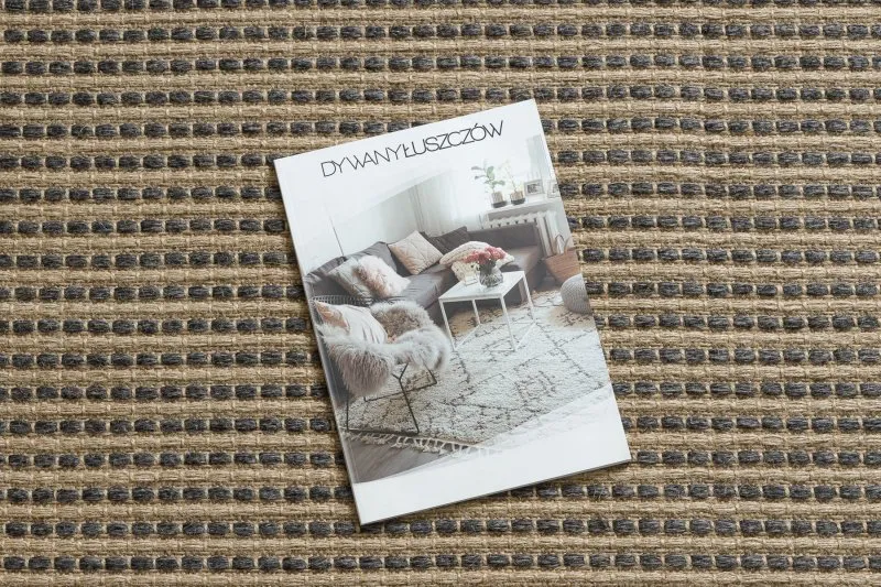 Teppich JUTE 3652 schwarz / beige Linien - Jute, flachgewebt, Fransen