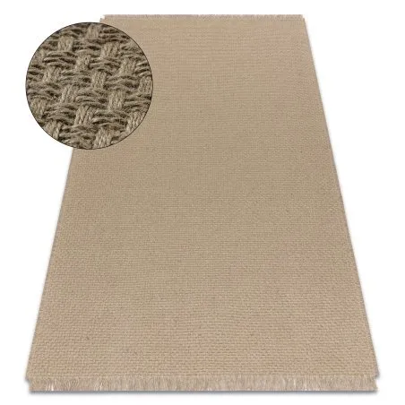 Teppich JUTE 3731 dunkelbeige einfarbig - Jute, flachgewebt, Fransen