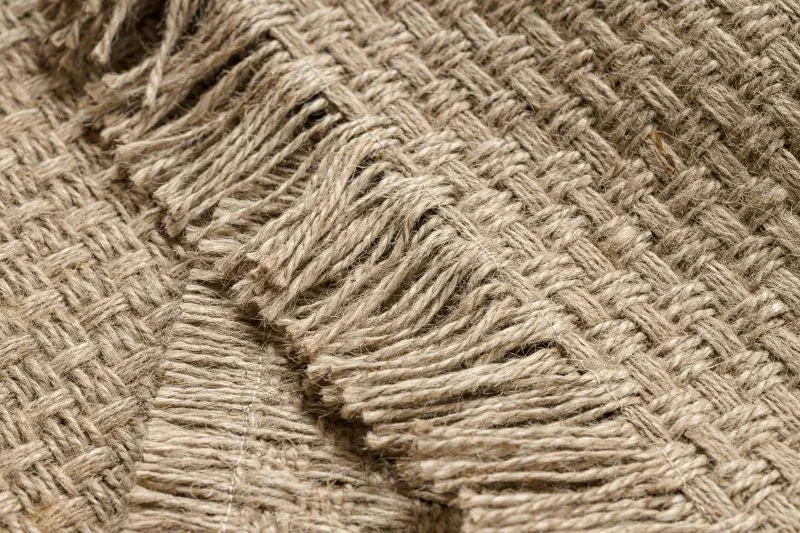 Teppich JUTE 3731 dunkelbeige einfarbig - Jute, flachgewebt, Fransen