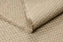 Teppich JUTE 3731 dunkelbeige einfarbig - Jute, flachgewebt, Fransen