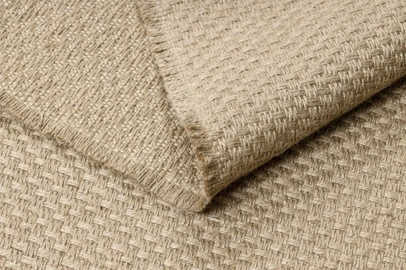 Teppich JUTE 3731 dunkelbeige einfarbig - Jute, flachgewebt, Fransen