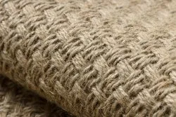 Teppich JUTE 3731 dunkelbeige einfarbig - Jute, flachgewebt, Fransen