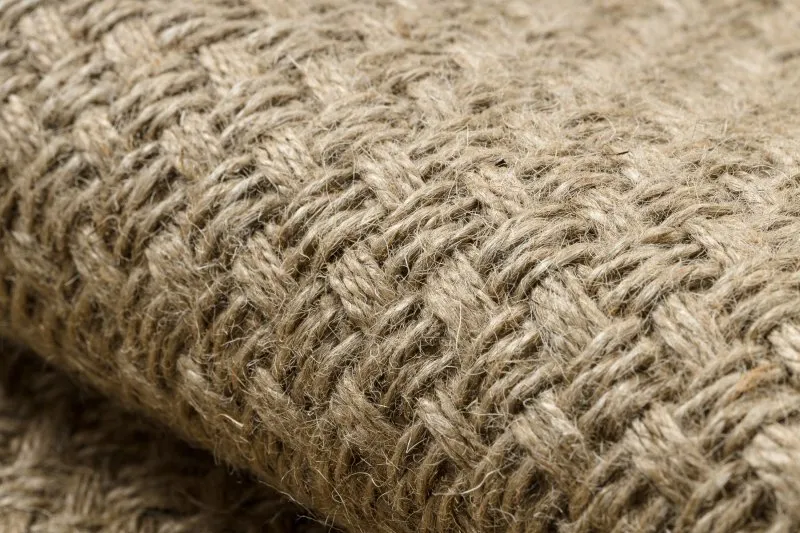 Teppich JUTE 3731 dunkelbeige einfarbig - Jute, flachgewebt, Fransen