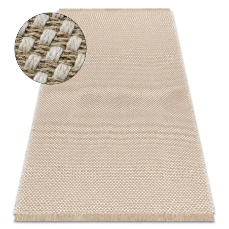 Teppich JUTE 3731 creme / beige - Jute, flachgewebt, Fransen