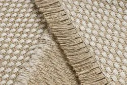 Teppich JUTE 3731 creme / beige - Jute, flachgewebt, Fransen