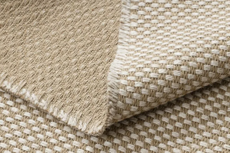 Teppich JUTE 3731 creme / beige - Jute, flachgewebt, Fransen