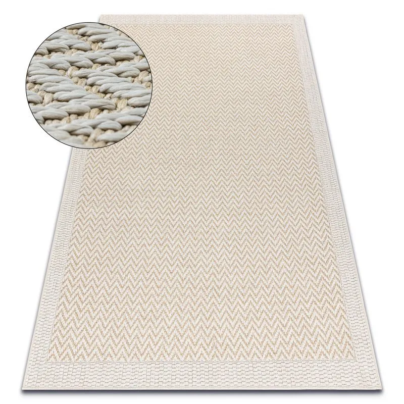 Teppich ORIGI 3726 creme - Zigzag flachgewebte SISAL schnur