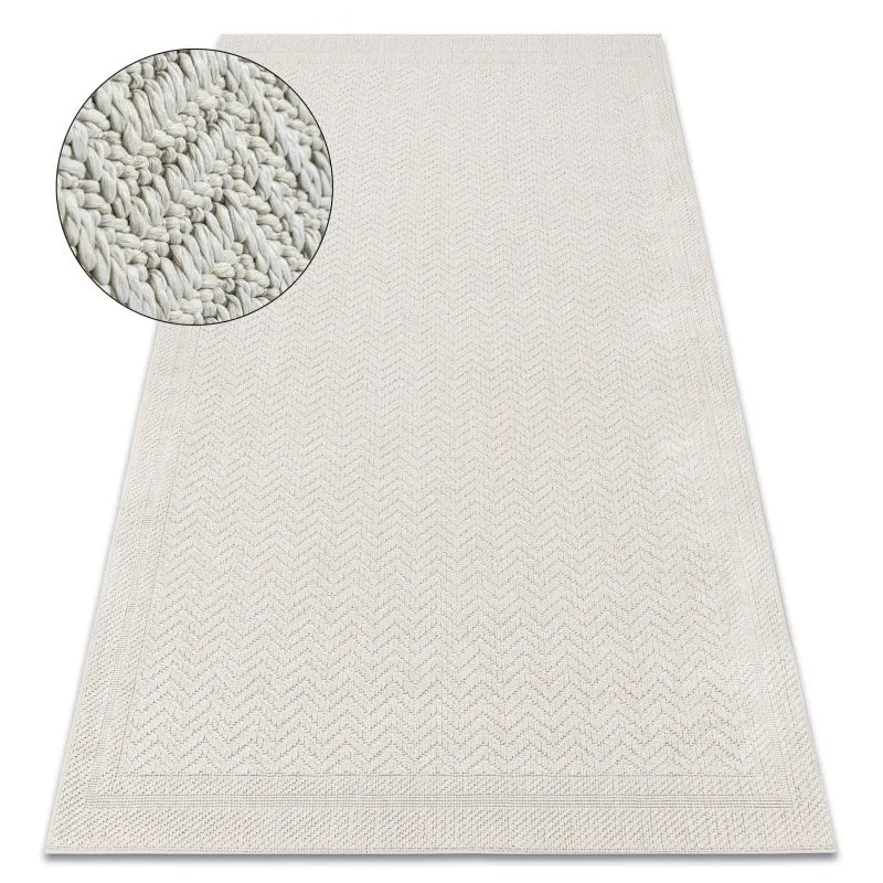 Teppich ORIGI 3739 creme - Rahmen, Fischgrät flachgewebte SISAL schnur