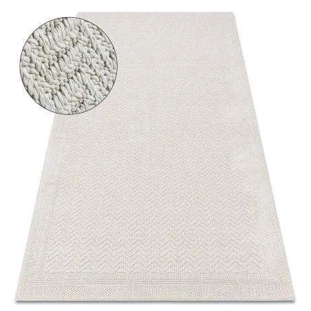 Teppich ORIGI 3739 creme - Rahmen, Fischgrät flachgewebte SISAL schnur