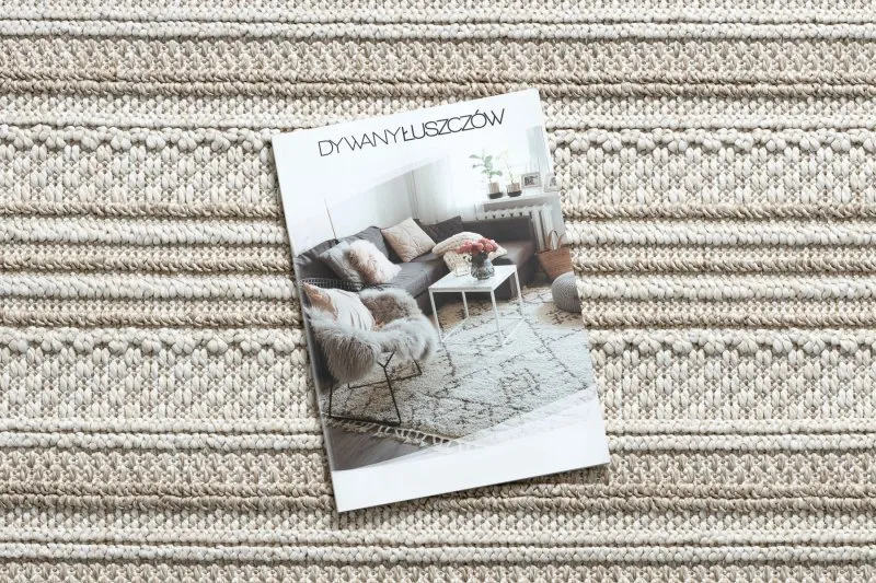 Teppich JERSEY 19233 beige - Linien, Struktur, Schleife BOHO