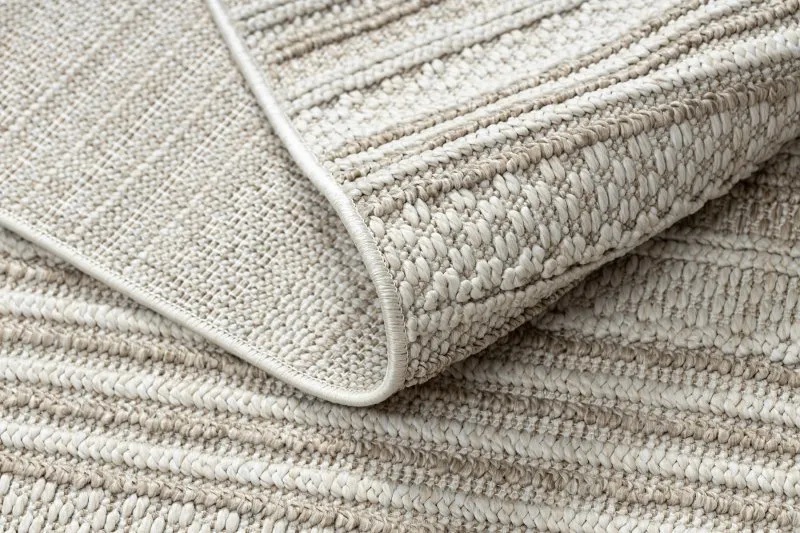 Teppich JERSEY 19233 beige - Linien, Struktur, Schleife BOHO