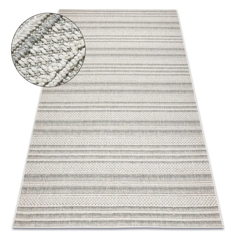 Teppich JERSEY 19233 grau - Linien, Struktur, Schleife BOHO