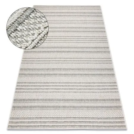 Teppich JERSEY 19233 grau - Linien, Struktur, Schleife BOHO