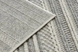 Teppich JERSEY 19233 grau - Linien, Struktur, Schleife BOHO
