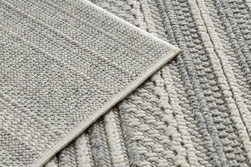 Teppich JERSEY 19233 grau - Linien, Struktur, Schleife BOHO