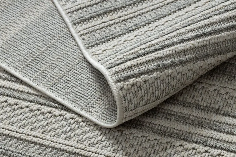 Teppich JERSEY 19233 grau - Linien, Struktur, Schleife BOHO