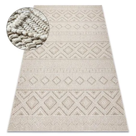 Teppich JERSEY 19234 beige - Rauten, Struktur, Schleife BOHO