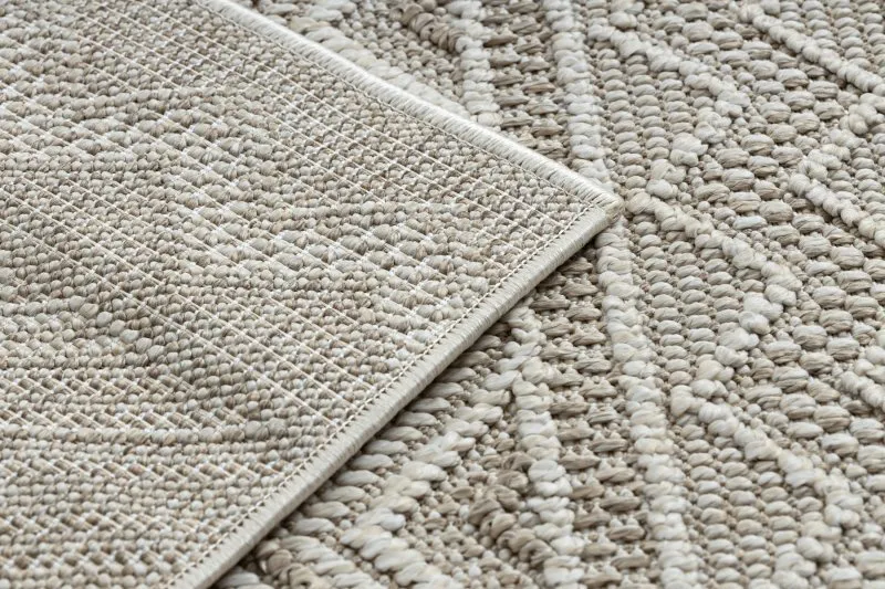 Teppich JERSEY 19234 beige - Rauten, Struktur, Schleife BOHO