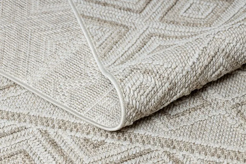 Teppich JERSEY 19234 beige - Rauten, Struktur, Schleife BOHO