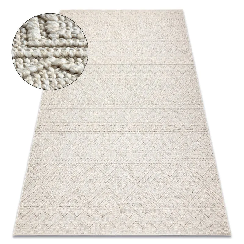 Teppich JERSEY 19234 creme - Rauten, Struktur, Schleife BOHO