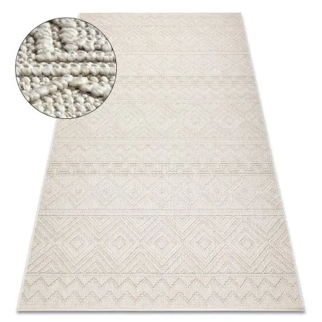 Teppich JERSEY 19234 creme - Rauten, Struktur, Schleife BOHO