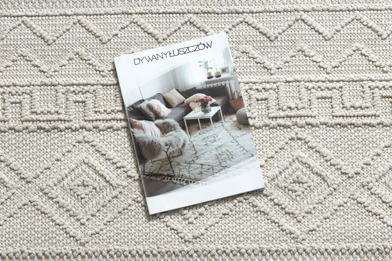 Teppich JERSEY 19234 creme - Rauten, Struktur, Schleife BOHO