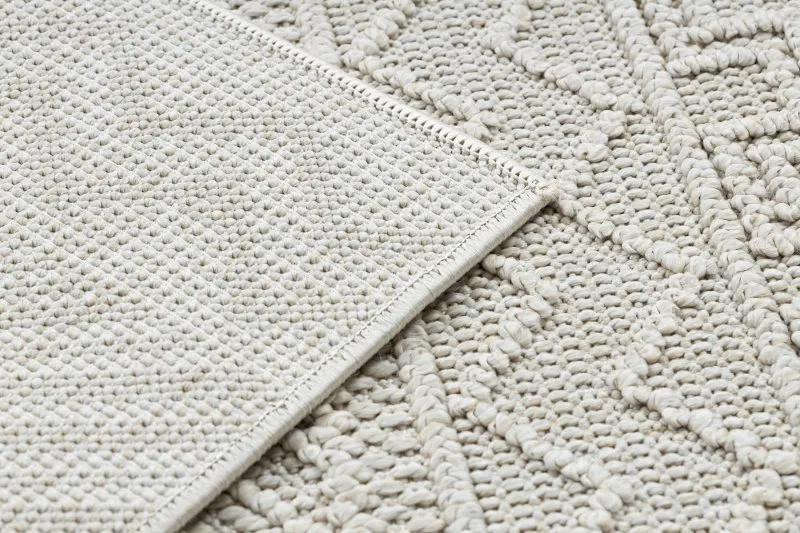 Teppich JERSEY 19234 creme - Rauten, Struktur, Schleife BOHO