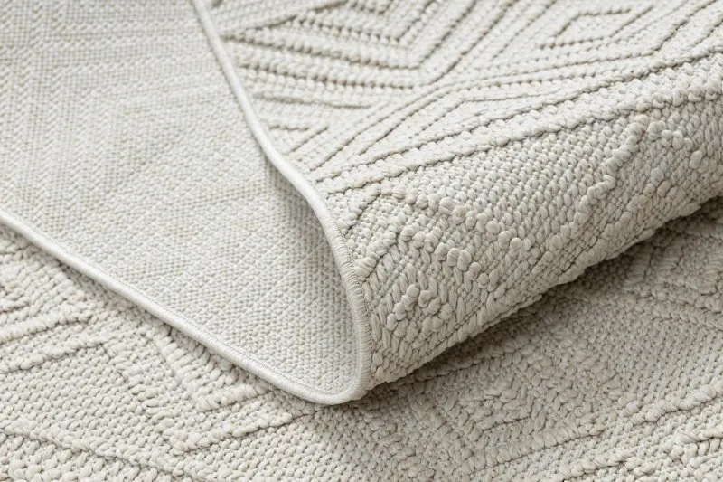Teppich JERSEY 19234 creme - Rauten, Struktur, Schleife BOHO
