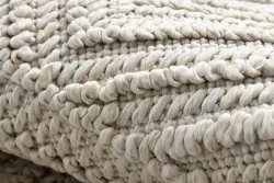 Teppich JERSEY 19234 creme - Rauten, Struktur, Schleife BOHO