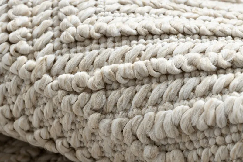Teppich JERSEY 19234 creme - Rauten, Struktur, Schleife BOHO