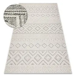 Teppich JERSEY grau - Rauten, Struktur, Schleife BOHO