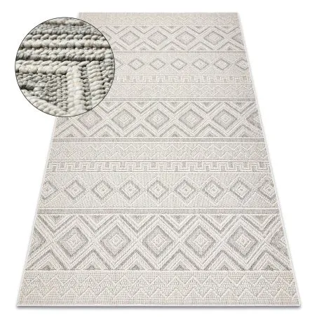 Teppich JERSEY 19234 grau - Rauten, Struktur, Schleife BOHO