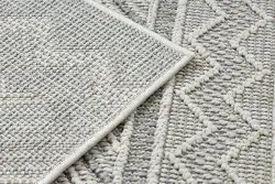 Teppich JERSEY 19234 grau - Rauten, Struktur, Schleife BOHO