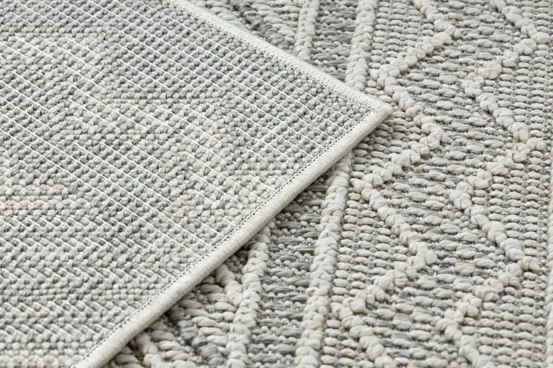 Teppich JERSEY 19234 grau - Rauten, Struktur, Schleife BOHO