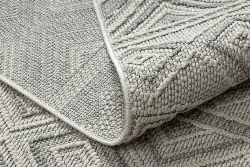 Teppich JERSEY 19234 grau - Rauten, Struktur, Schleife BOHO
