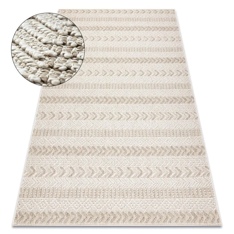Teppich JERSEY 19243 beige - Fischgrät, Struktur, Schleife BOHO
