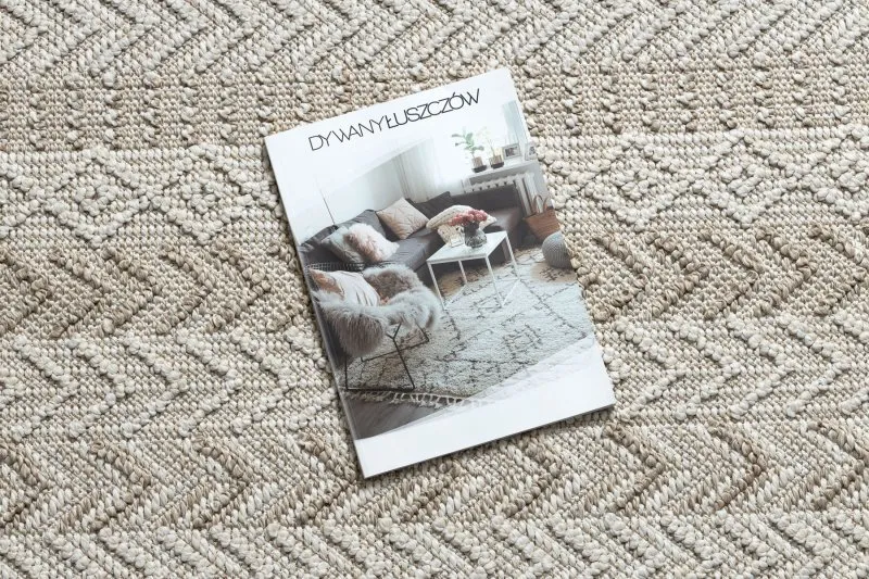 Teppich JERSEY 19243 beige - Fischgrät, Struktur, Schleife BOHO
