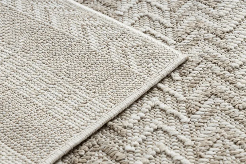 Teppich JERSEY 19243 beige - Fischgrät, Struktur, Schleife BOHO