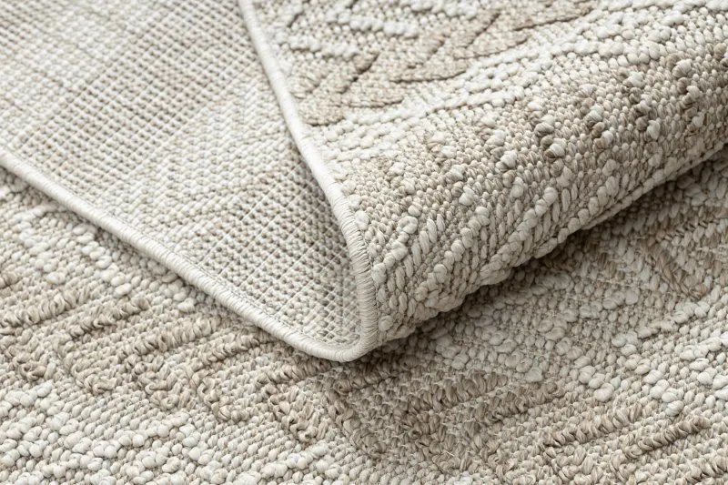 Teppich JERSEY 19243 beige - Fischgrät, Struktur, Schleife BOHO